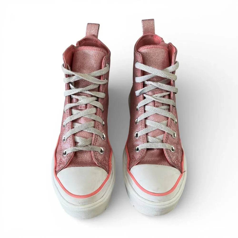 Converse CTAS Lugged Lift Hi Pink Glitter Platform Sneakers Girls 4.5 A05230C
